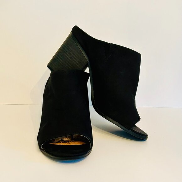 Lane Bryant Peep Toe Chunky Block Heel Mule in Onyx Size 10W - Picture 6 of 7